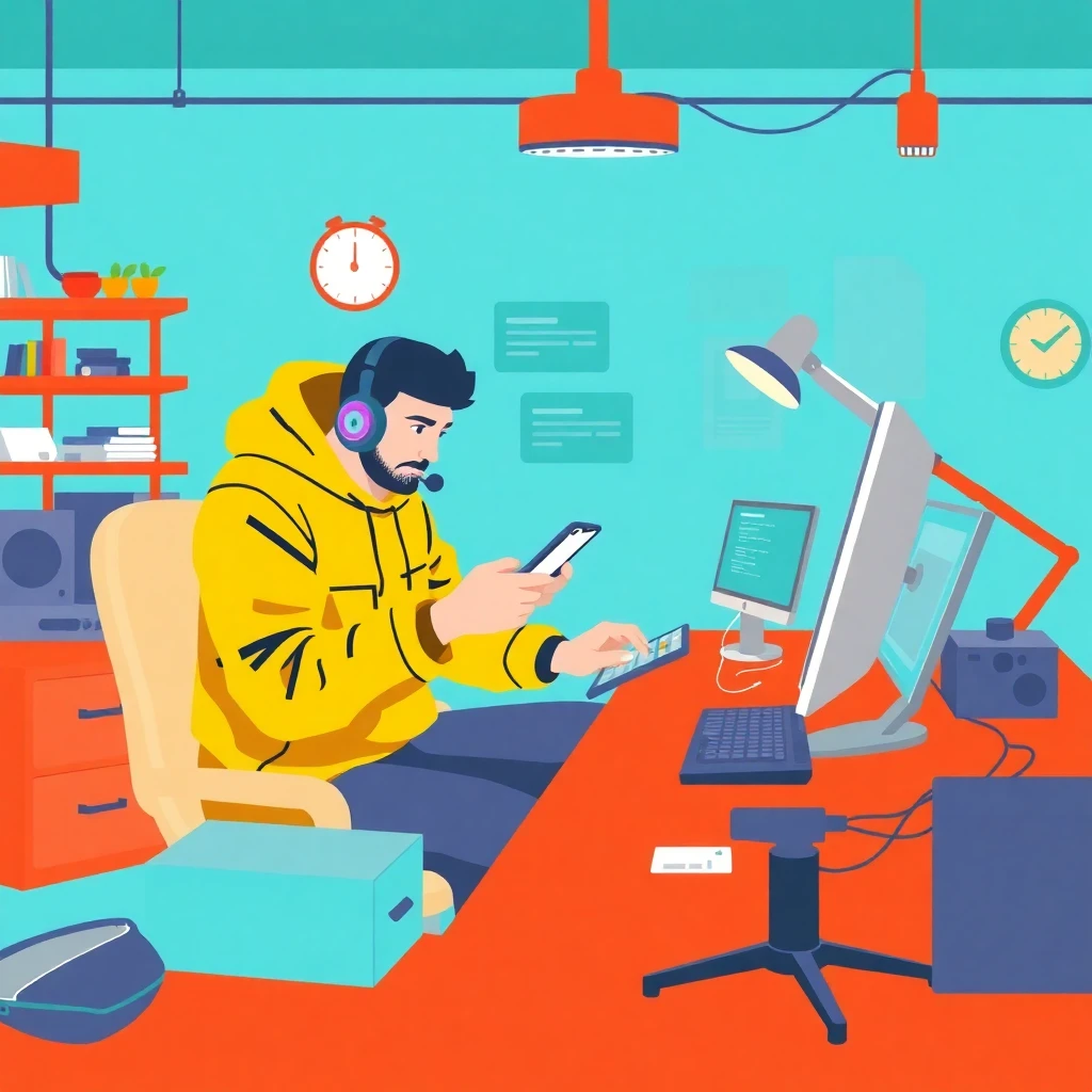 Developer immersed in mobile app development