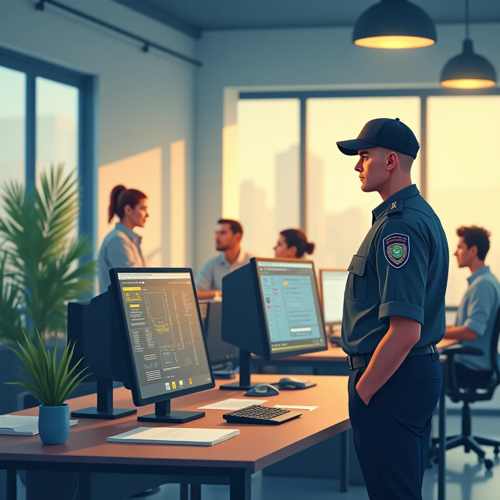 Agent de sécurité en action