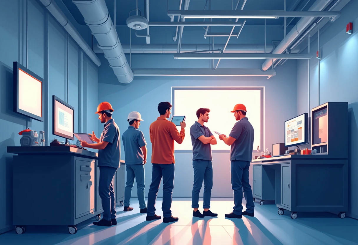 Équipe de production en pleine action