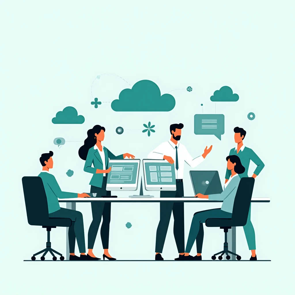 Tech workspace with automation and cloud software