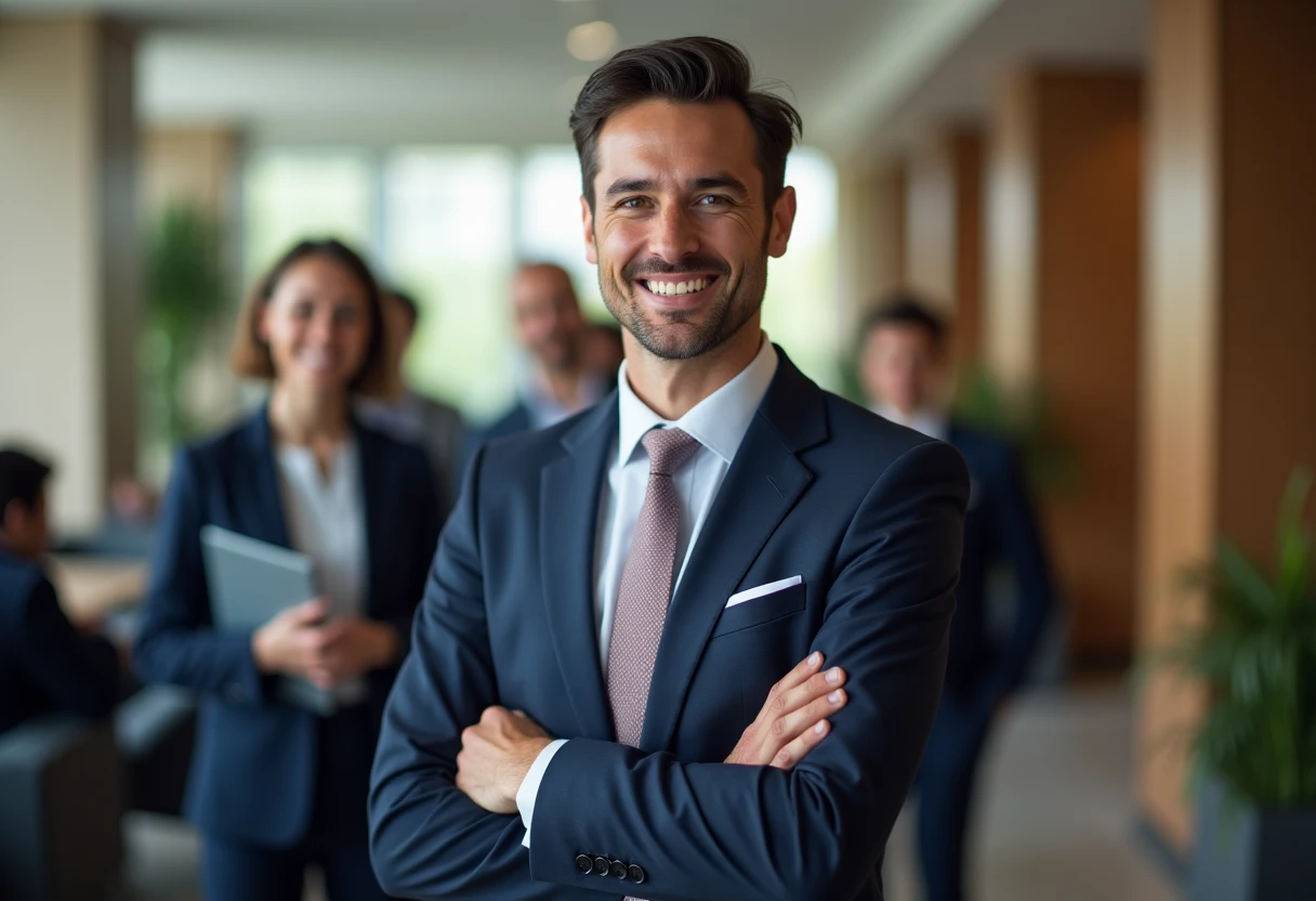 Hotel manager leading a team